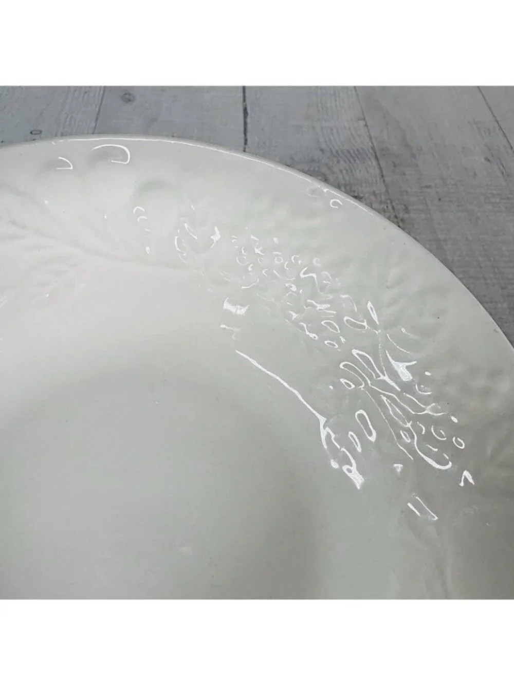 Gibson FRUIT Embossed Fruit Leaves White Shades Rim Coupe Soup Bowls Set of 5
